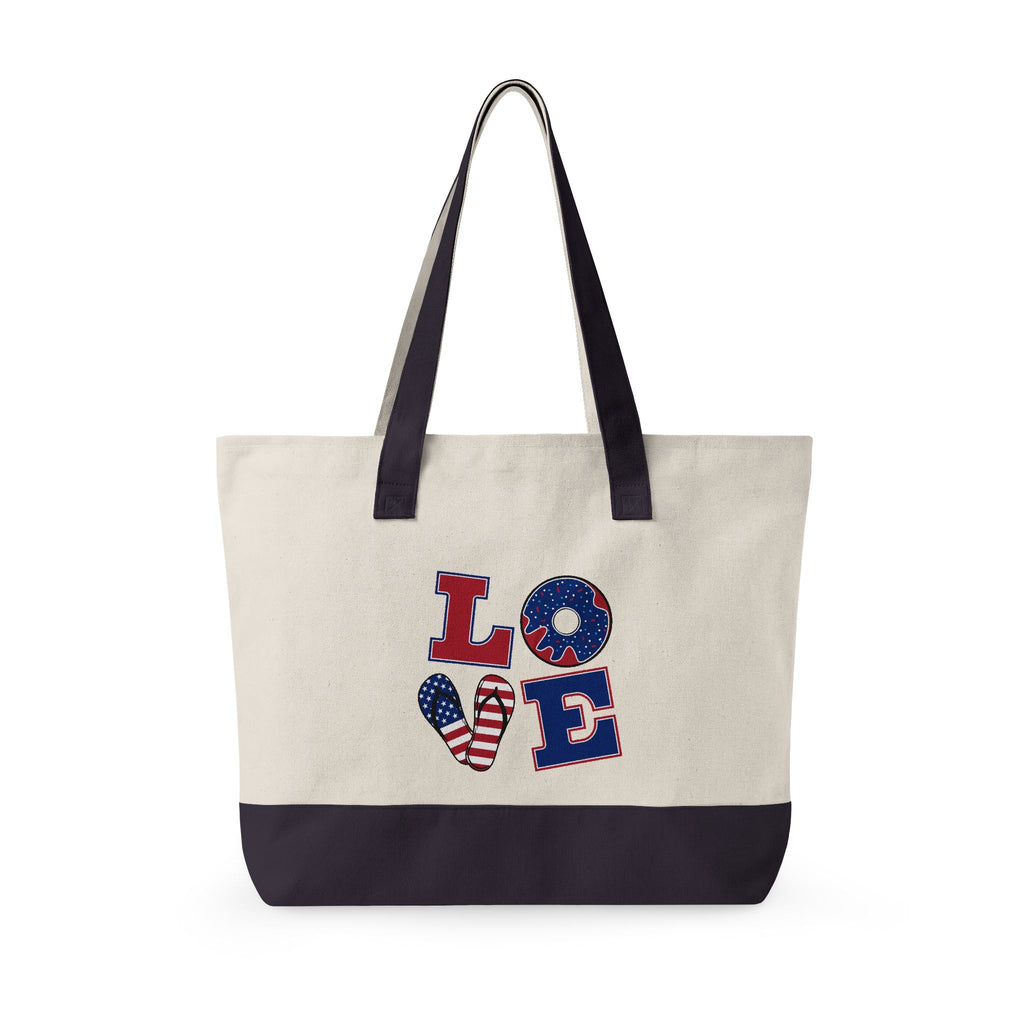 Canvas Tote — Patriotic "Merica" & Flag Love Zippered Beach Bag
