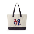Canvas Tote — Patriotic "Merica" & Flag Love Zippered Beach Bag