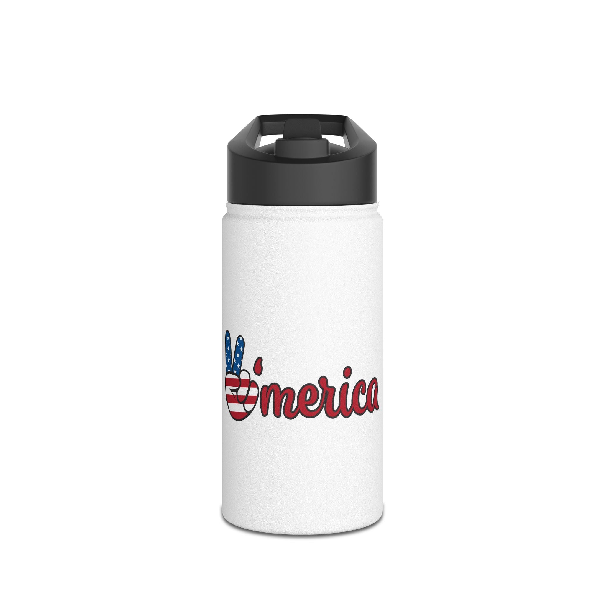 American Flag Peace Sign Stainless Steel Water Bottle