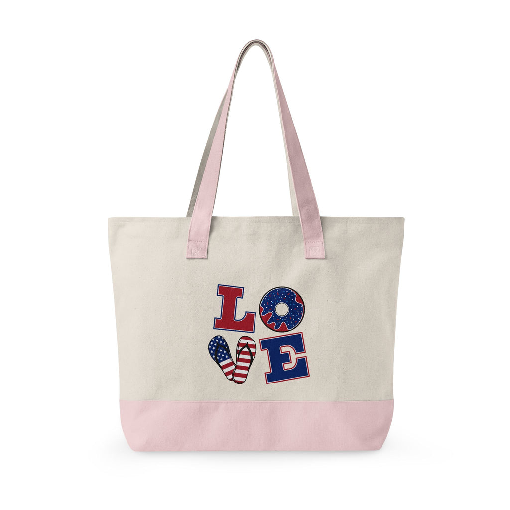 Canvas Tote — Patriotic "Merica" & Flag Love Zippered Beach Bag
