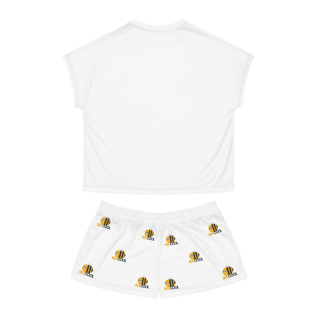 Bee Cool Women’s Pajama Set — Cute Bee Print Short Sleeve Top & Shorts