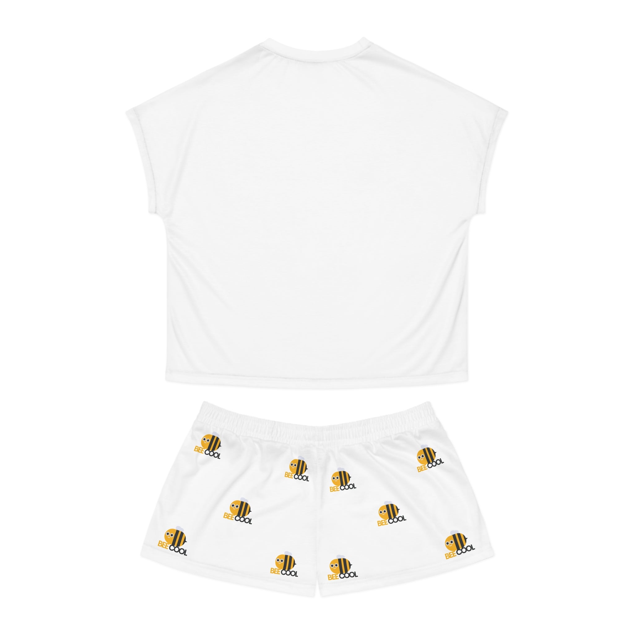 Bee Cool Women’s Pajama Set — Cute Bee Print Short Sleeve Top & Shorts