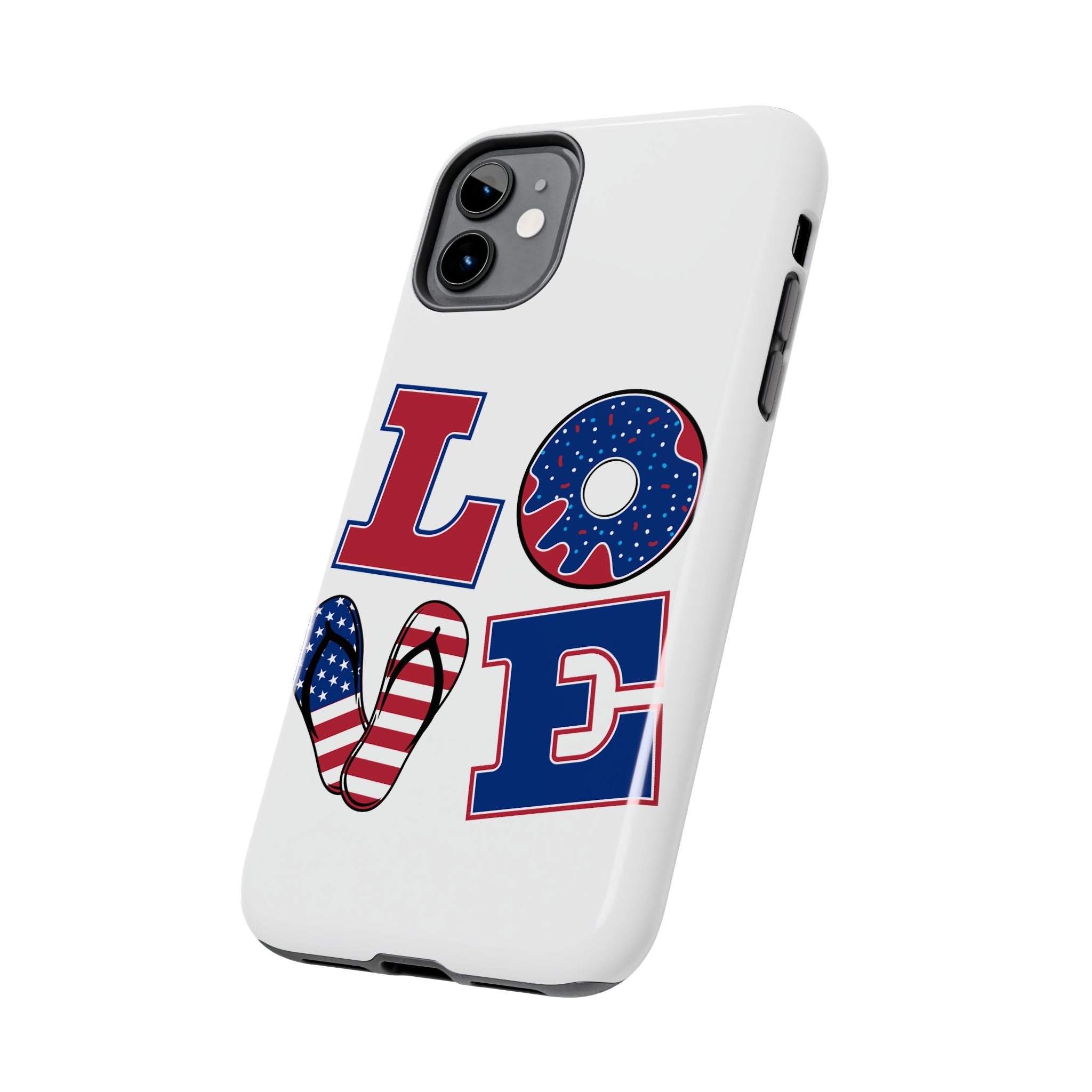 Patriotic LOVE Tough Phone Case — USA Flag & Donut Graphic