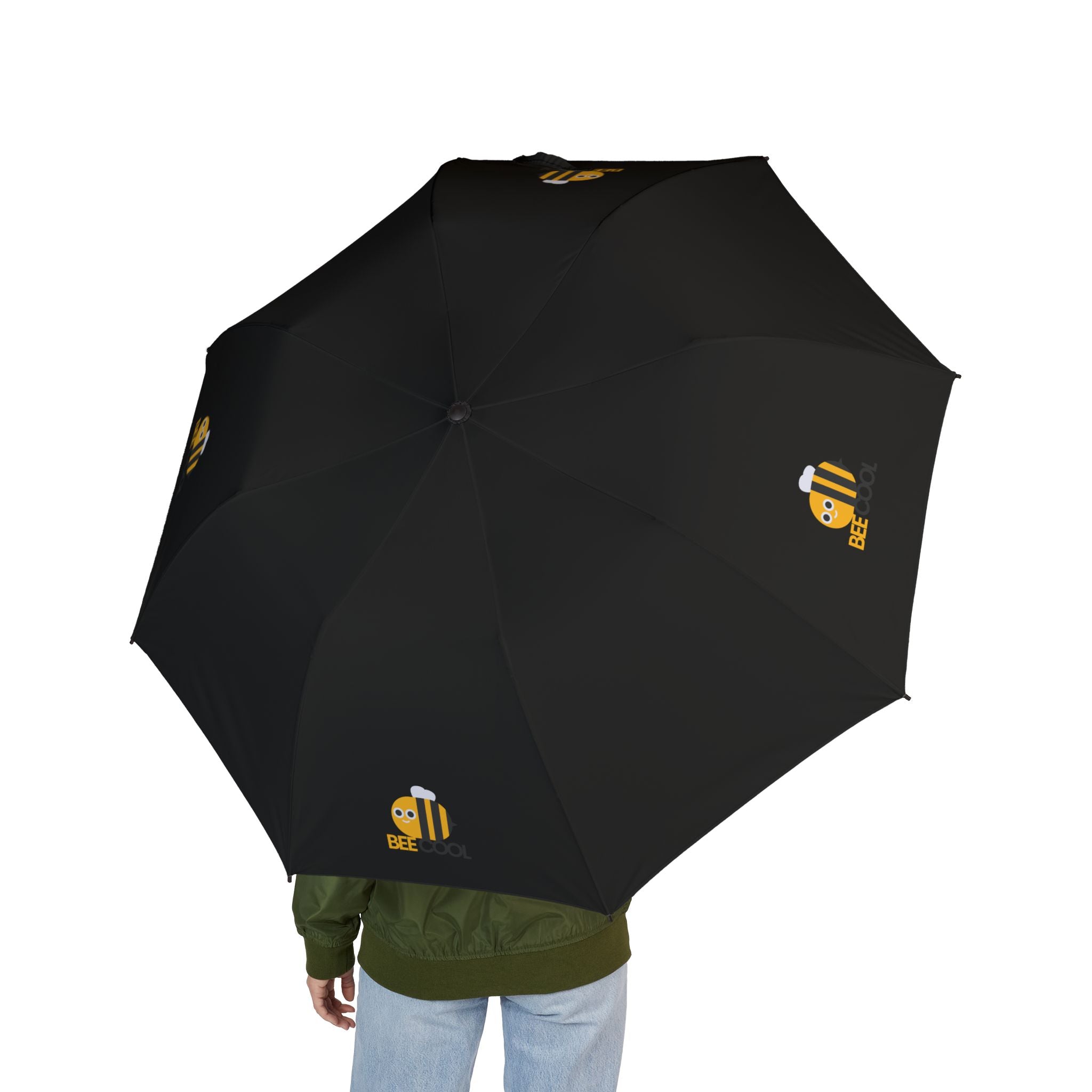 Foldable Umbrella — Cute Yellow Bee Pattern Semi-Automatic Compact Umbrella