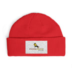 Embroidered Cuff Beanie – Cozy Knit Hat with Vintage Bird Logo