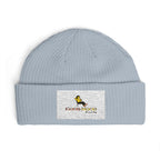 Embroidered Cuff Beanie – Cozy Knit Hat with Vintage Bird Logo
