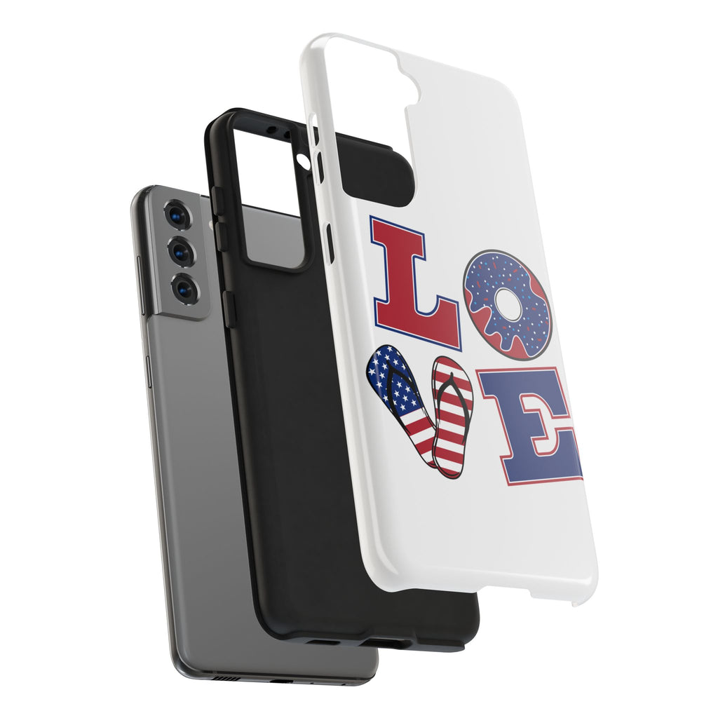 Patriotic LOVE Tough Phone Case — USA Flag & Donut Graphic
