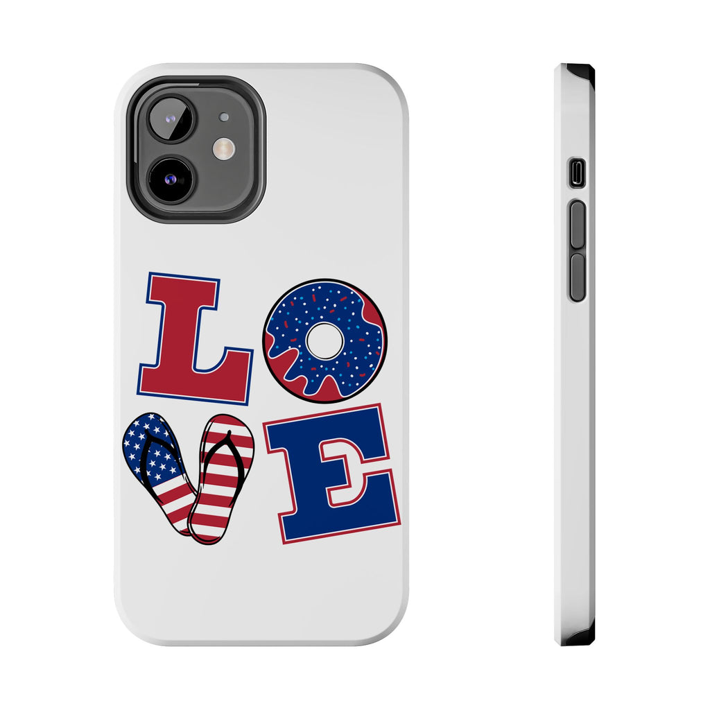 Patriotic LOVE Tough Phone Case — USA Flag & Donut Graphic