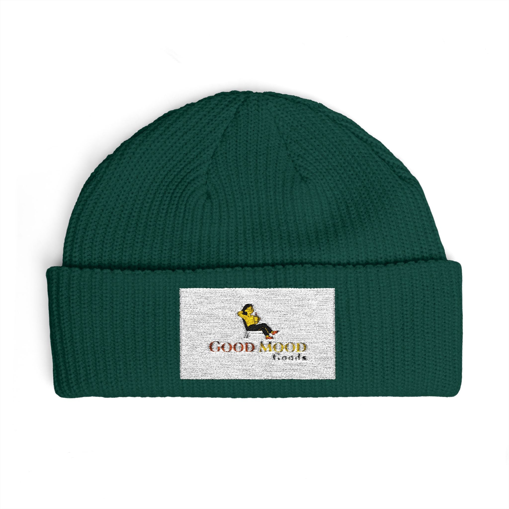 Embroidered Cuff Beanie – Cozy Knit Hat with Vintage Bird Logo