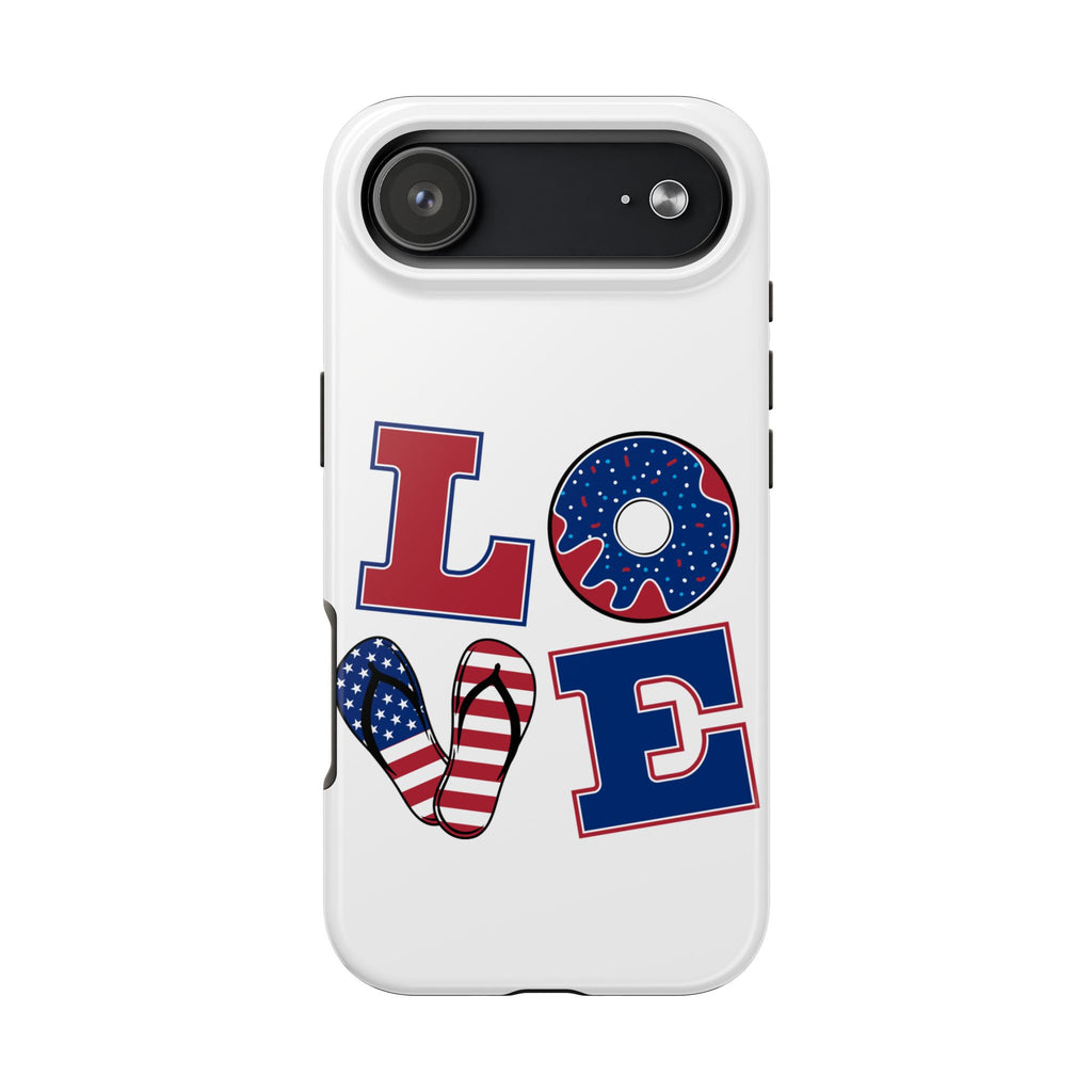 Patriotic LOVE Tough Phone Case — USA Flag & Donut Graphic