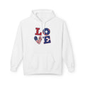 Patriotic "LOVE" & "'Merica" Graphic Hoodie — American Flag 4th of July Pullover