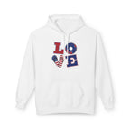 Patriotic "LOVE" & "'Merica" Graphic Hoodie — American Flag 4th of July Pullover