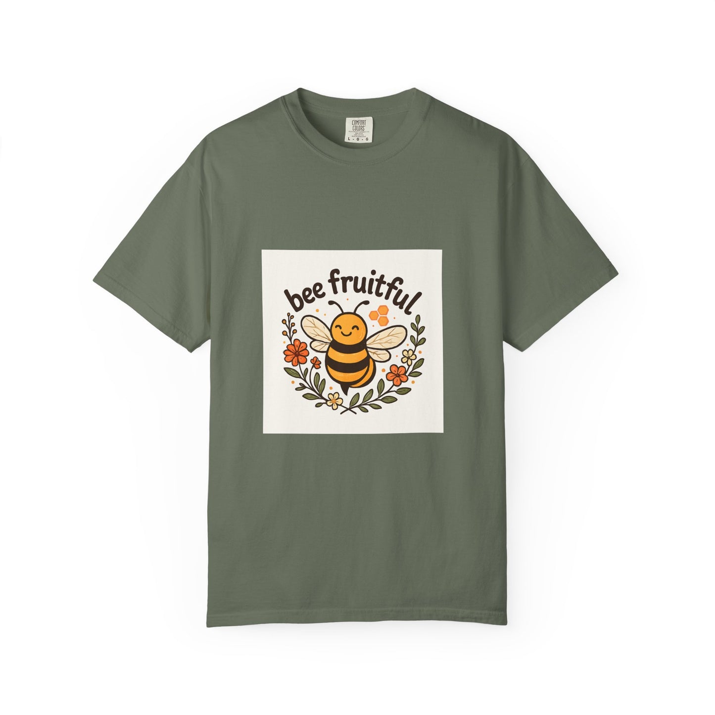 Bee Fruitful T-Shirt, Unisex Garment Dyed Tee, Cute Bee Apparel, Nature Lover's Gift, Summer Outfit, Eco-Friendly Fashion