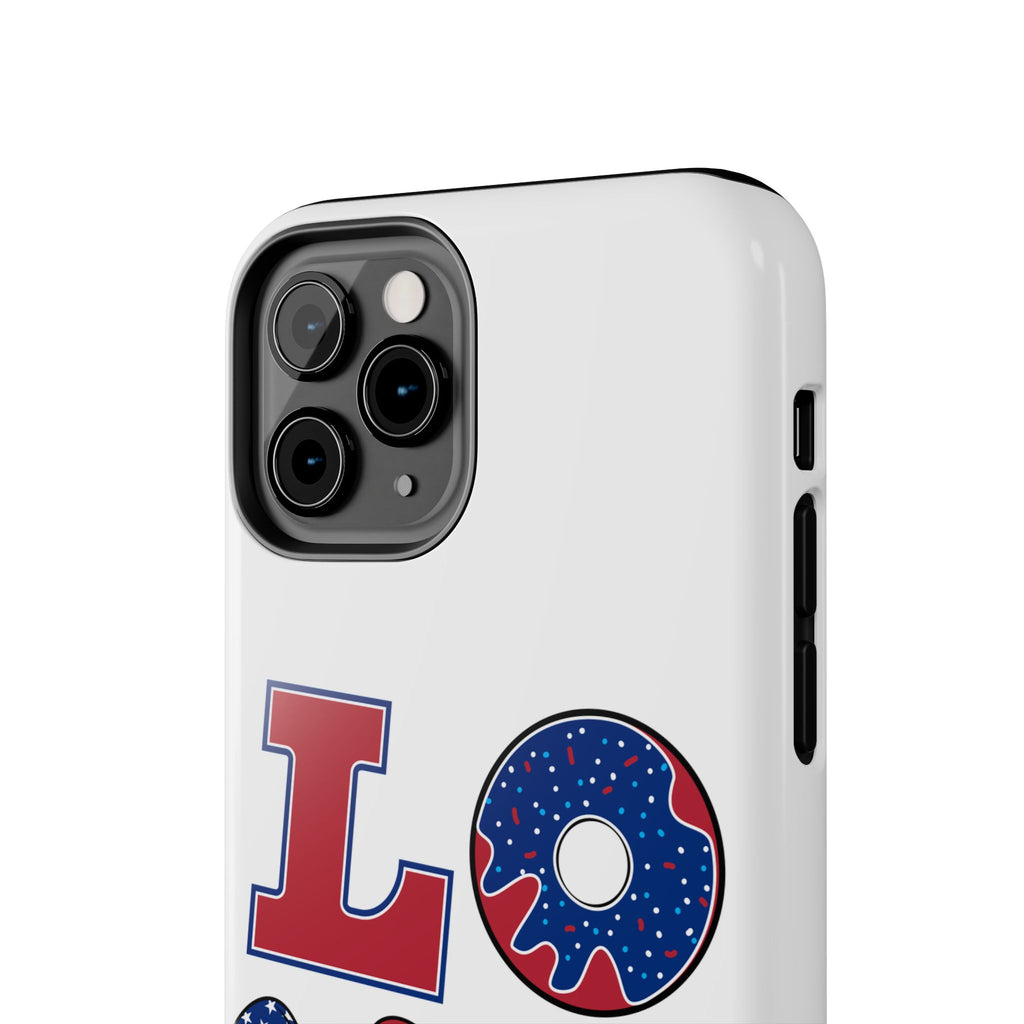 Patriotic LOVE Tough Phone Case — USA Flag & Donut Graphic