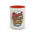 Good Vibes Only Accent Coffee Mug, Motivational Drinkware, Coffee Lover Gift, Fun Kitchen Decor, Inspirational Office Mug