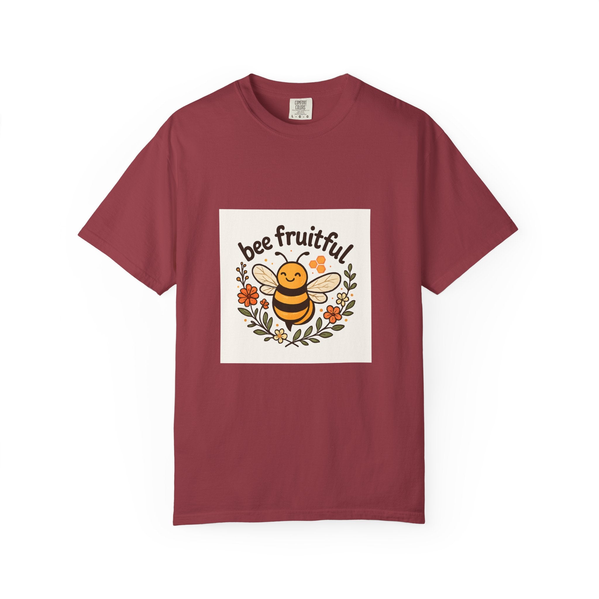 Bee Fruitful T-Shirt, Unisex Garment Dyed Tee, Cute Bee Apparel, Nature Lover's Gift, Summer Outfit, Eco-Friendly Fashion
