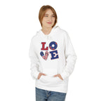 Patriotic "LOVE" & "'Merica" Graphic Hoodie — American Flag 4th of July Pullover