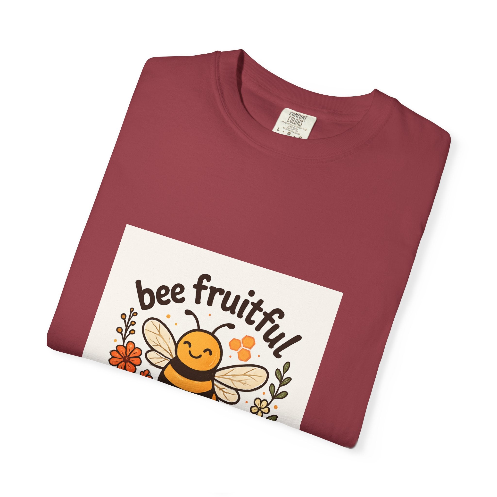 Bee Fruitful T-Shirt, Unisex Garment Dyed Tee, Cute Bee Apparel, Nature Lover's Gift, Summer Outfit, Eco-Friendly Fashion