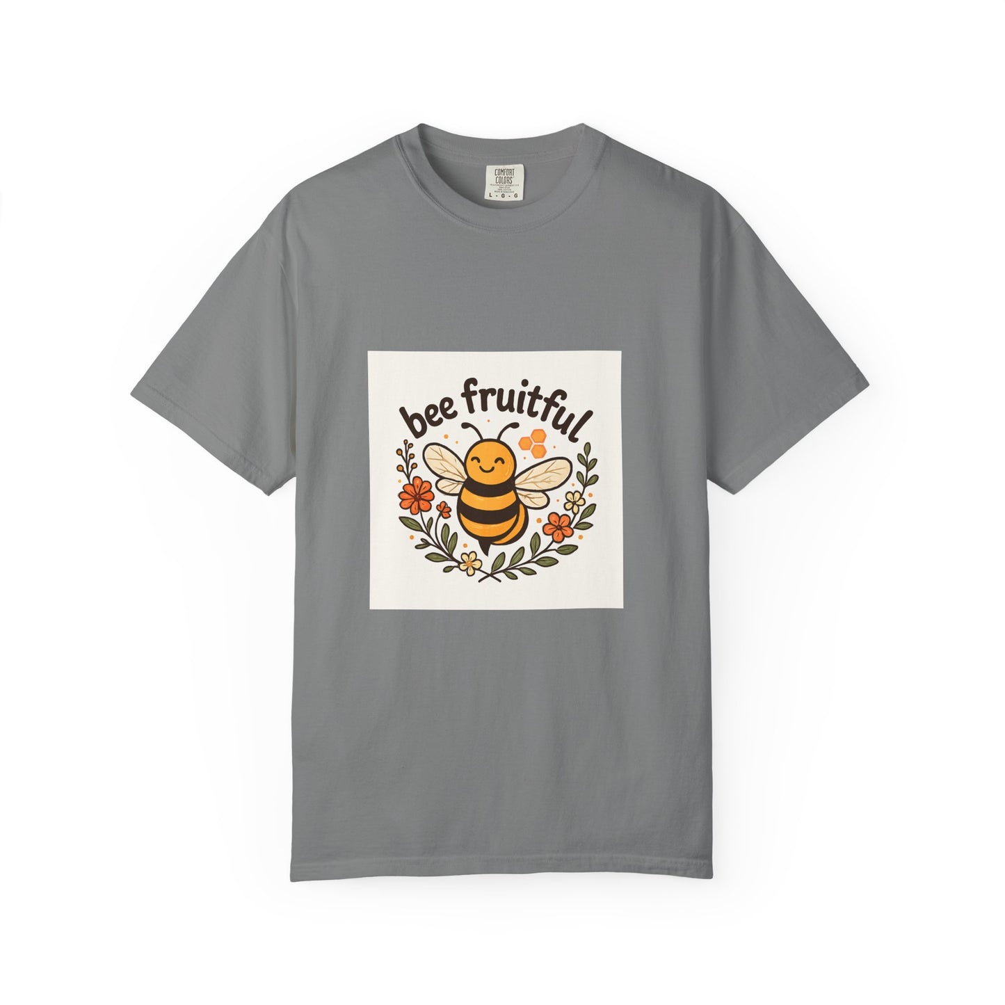 Bee Fruitful T-Shirt, Unisex Garment Dyed Tee, Cute Bee Apparel, Nature Lover's Gift, Summer Outfit, Eco-Friendly Fashion