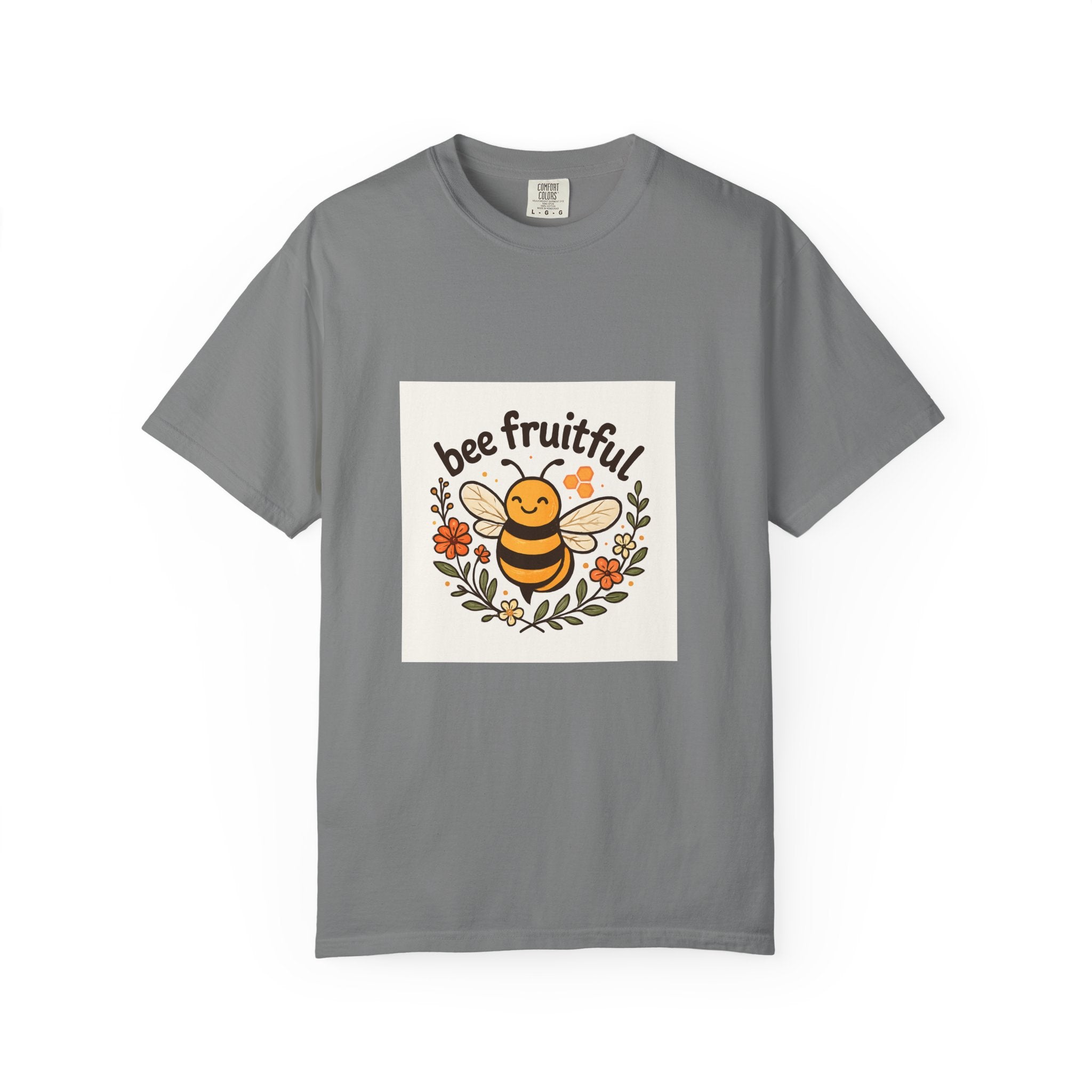 Bee Fruitful T-Shirt, Unisex Garment Dyed Tee, Cute Bee Apparel, Nature Lover's Gift, Summer Outfit, Eco-Friendly Fashion