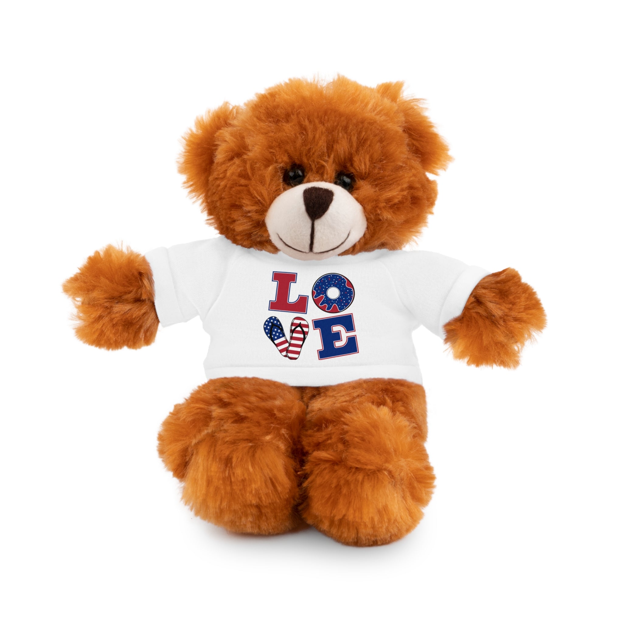 Patriotic "LOVE" Plush Bear with Tee — Cute Americana Gift