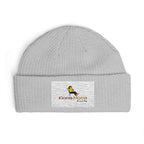 Embroidered Cuff Beanie – Cozy Knit Hat with Vintage Bird Logo