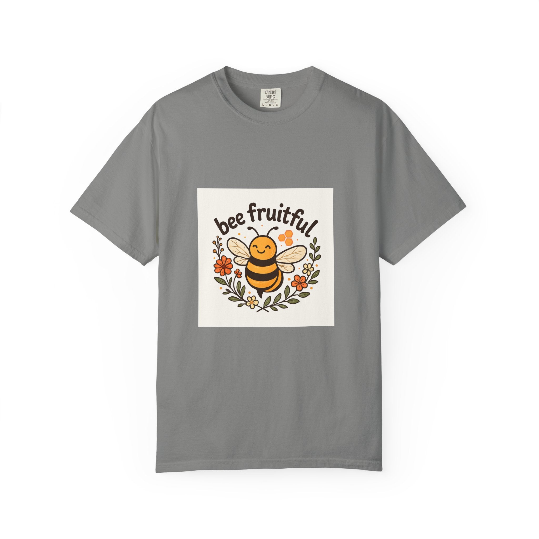 Bee Fruitful T-Shirt, Unisex Garment Dyed Tee, Cute Bee Apparel, Nature Lover's Gift, Summer Outfit, Eco-Friendly Fashion
