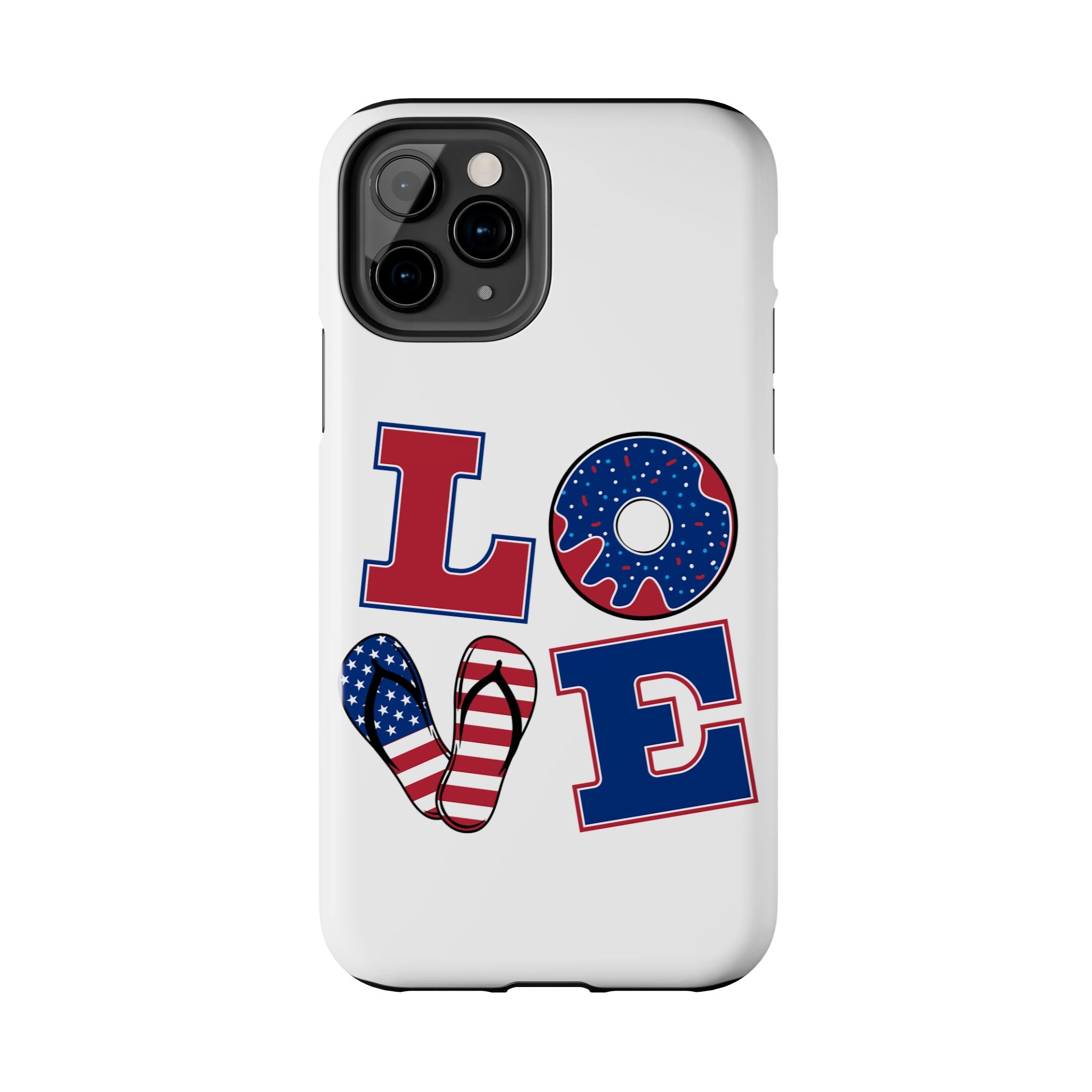Patriotic LOVE Tough Phone Case — USA Flag & Donut Graphic