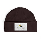 Embroidered Cuff Beanie – Cozy Knit Hat with Vintage Bird Logo