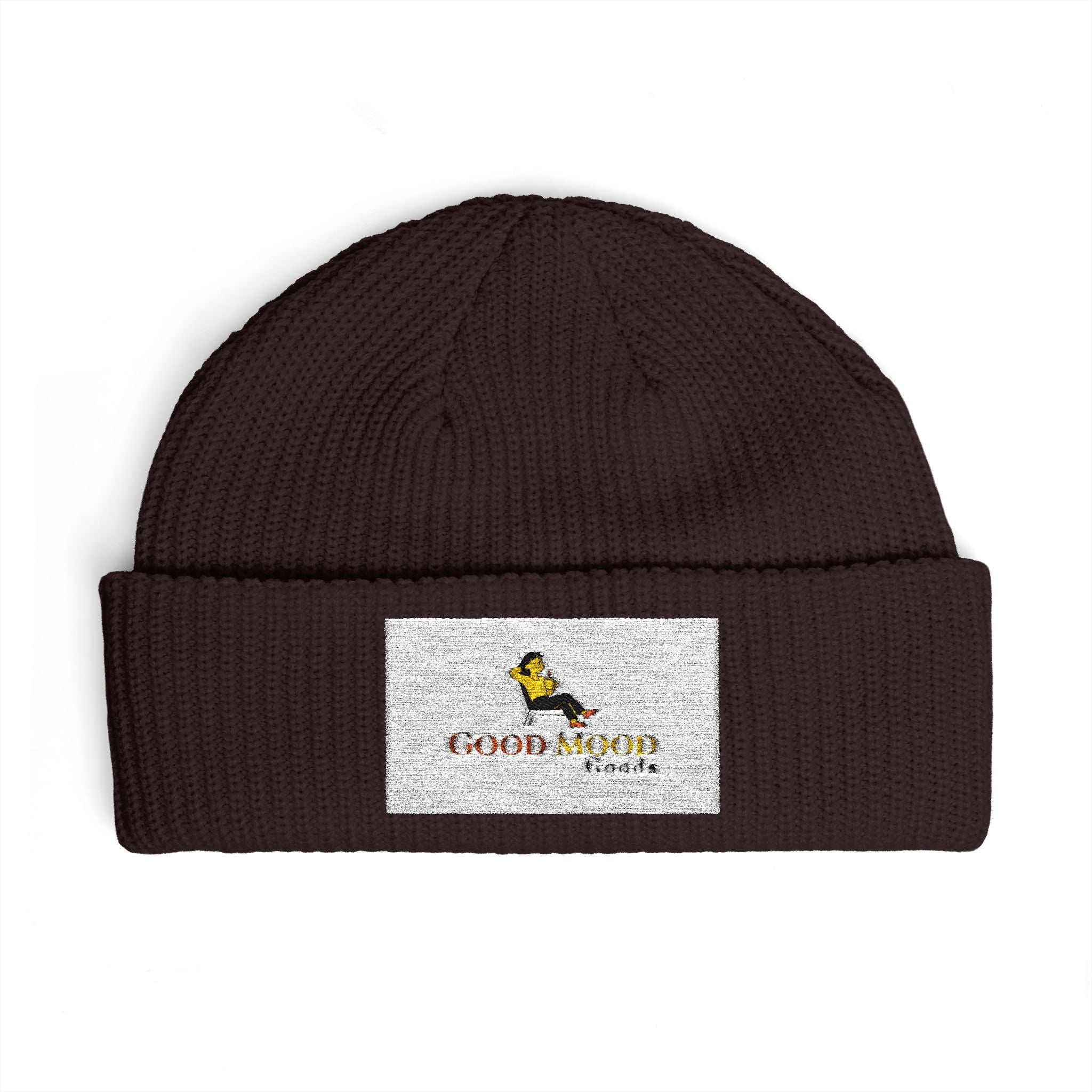 Embroidered Cuff Beanie – Cozy Knit Hat with Vintage Bird Logo