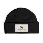 Embroidered Cuff Beanie – Cozy Knit Hat with Vintage Bird Logo