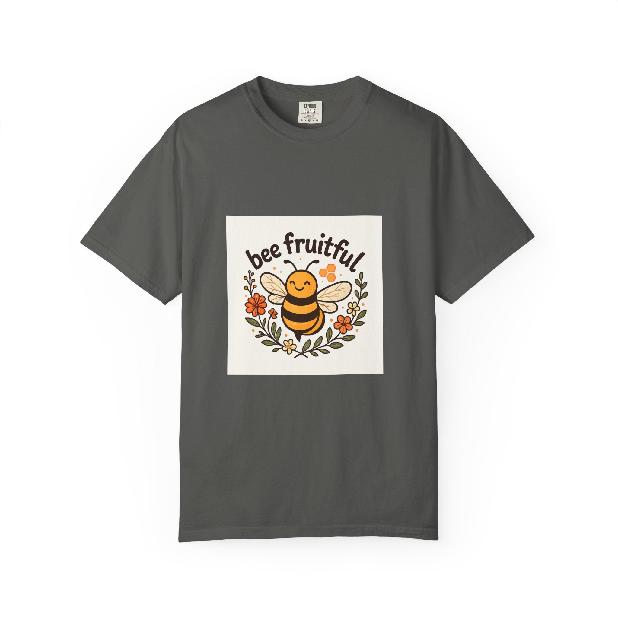 Bee Fruitful T-Shirt, Unisex Garment Dyed Tee, Cute Bee Apparel, Nature Lover's Gift, Summer Outfit, Eco-Friendly Fashion