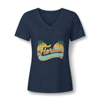 Florida Sunshine State V-Neck T-Shirt – Women's Retro Palm Tree Tee