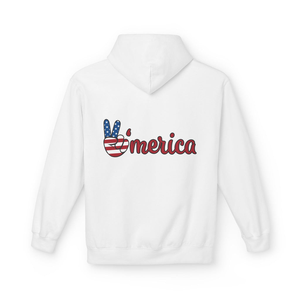 Patriotic "LOVE" & "'Merica" Graphic Hoodie — American Flag 4th of July Pullover