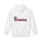 Patriotic "LOVE" & "'Merica" Graphic Hoodie — American Flag 4th of July Pullover