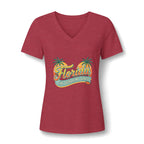 Florida Sunshine State V-Neck T-Shirt – Women's Retro Palm Tree Tee