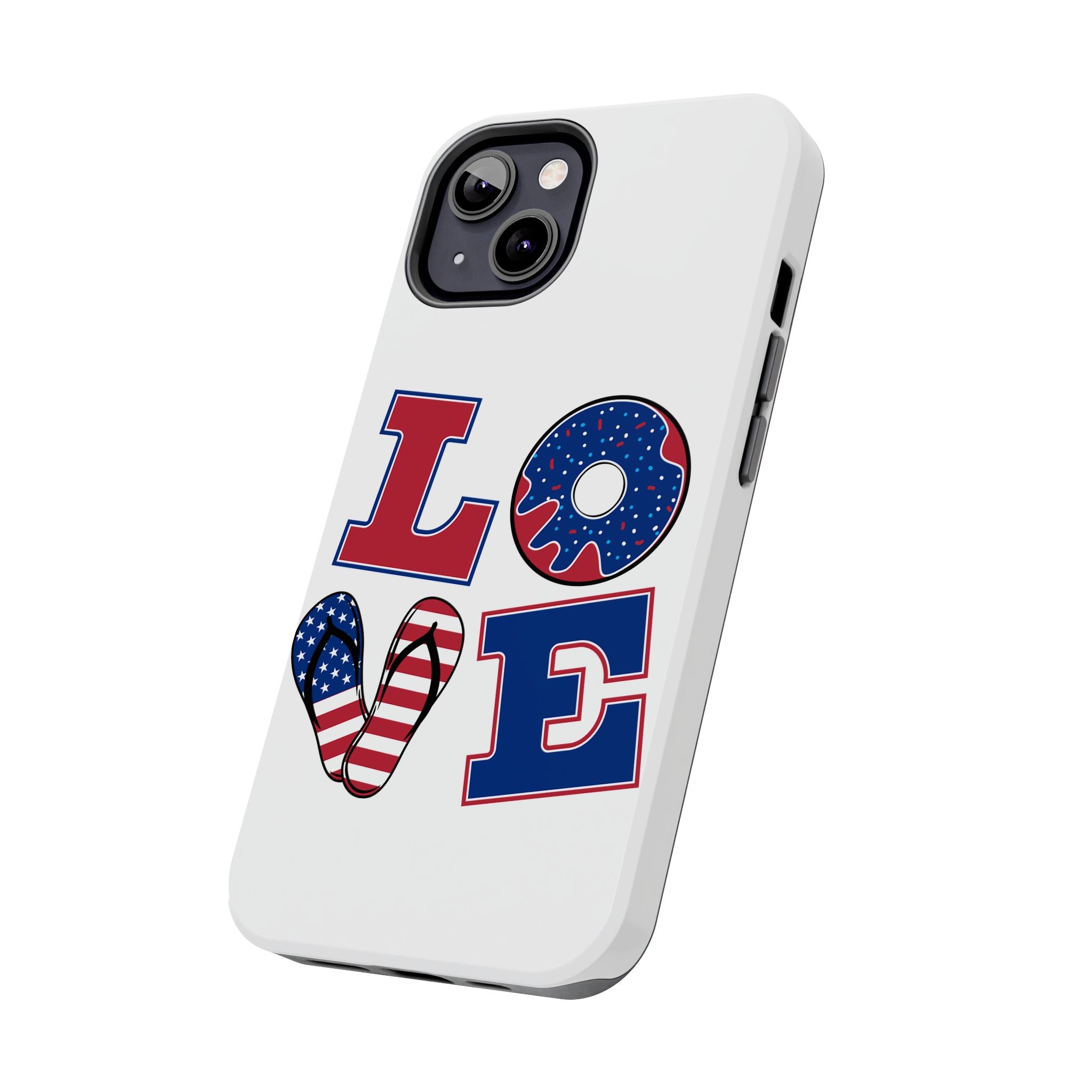 Patriotic LOVE Tough Phone Case — USA Flag & Donut Graphic
