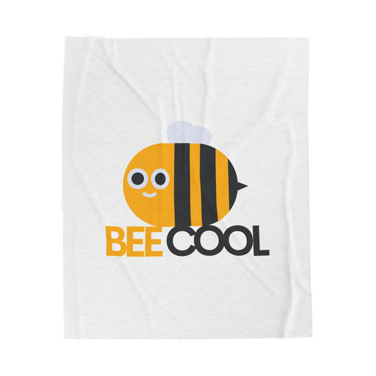 Bee Cool Velveteen Plush Blanket - Cozy Gift for Kids, Nursery Decor, Bee Themed Decor, Summer Vibes, Soft Throw Blanket