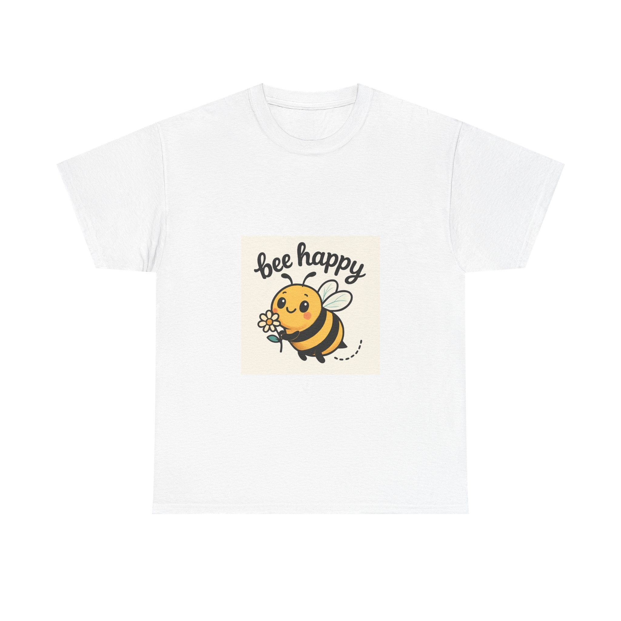 Bee Happy Tee, Unisex Cotton T-Shirt, Cute Bee Graphic Tee, Fun Summer Shirt, Gift for Bee Lovers, Nature Enthusiast Apparel