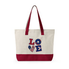 Canvas Tote — Patriotic "Merica" & Flag Love Zippered Beach Bag
