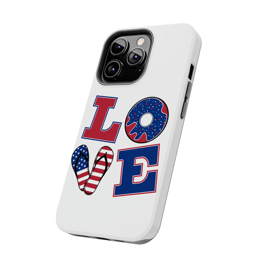 Patriotic LOVE Tough Phone Case — USA Flag & Donut Graphic