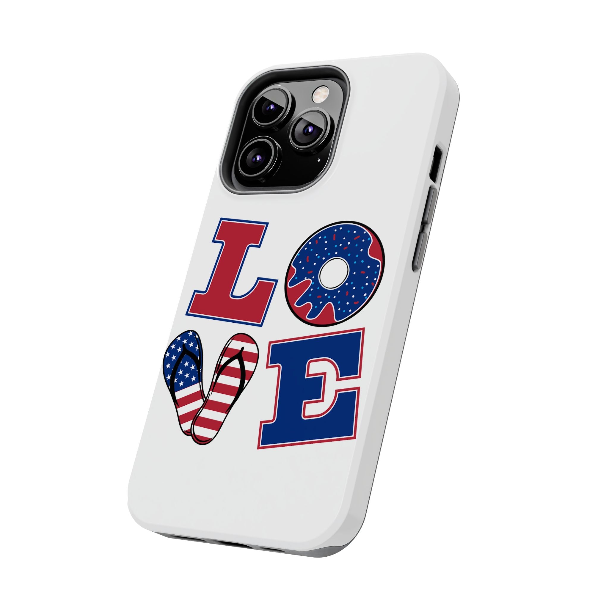 Patriotic LOVE Tough Phone Case — USA Flag & Donut Graphic