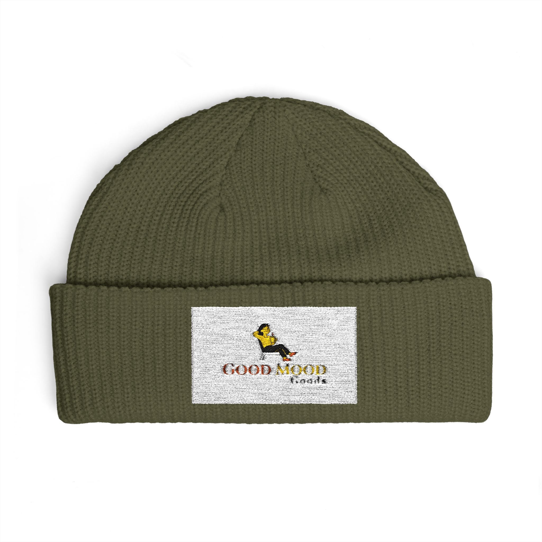 Embroidered Cuff Beanie – Cozy Knit Hat with Vintage Bird Logo