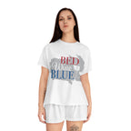 Bed Wine Blue Women's Short Pajama Set — Red, White & Blue Sleepwear