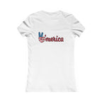 Women's Tee - 'LOVE' American Flag Design | 'Merica' Back Peace Sign Patriotic T-Shirt