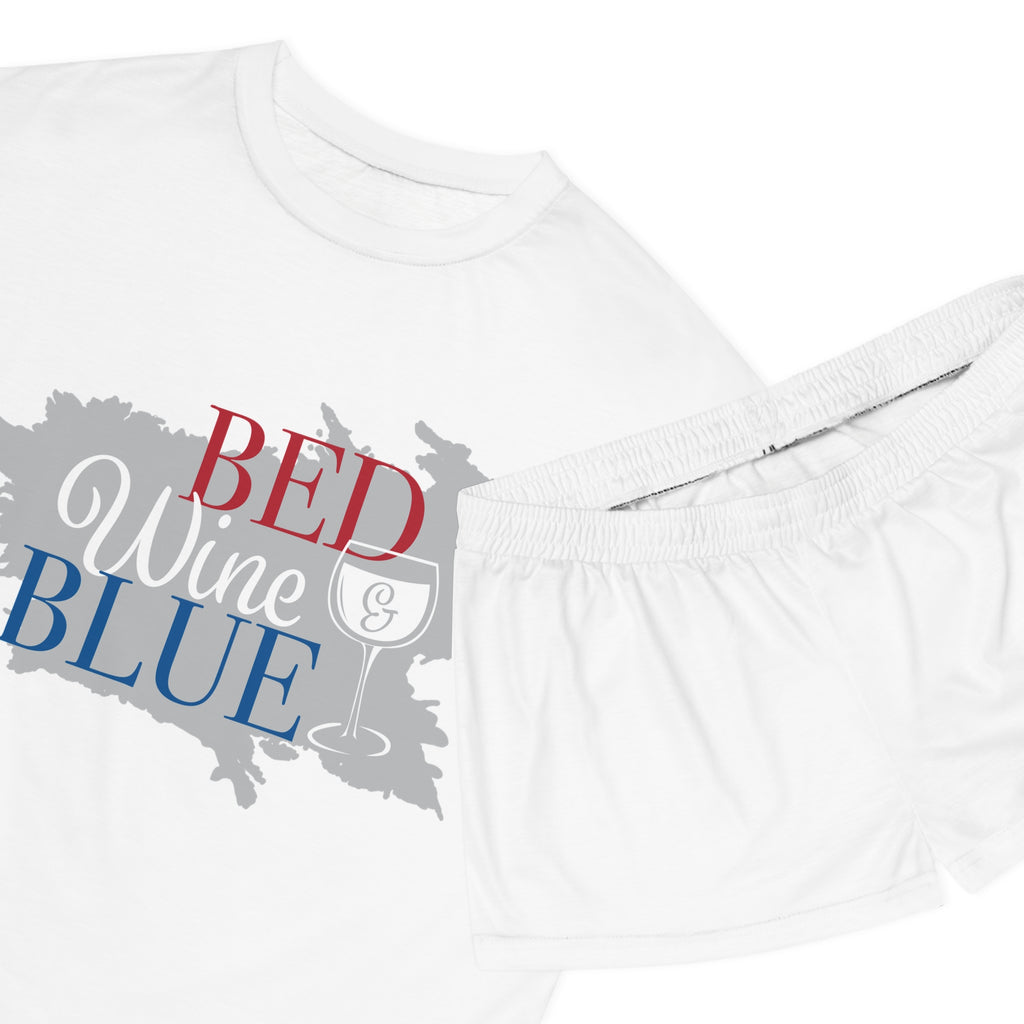 Bed Wine Blue Women's Short Pajama Set — Red, White & Blue Sleepwear