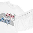 Bed Wine Blue Women's Short Pajama Set — Red, White & Blue Sleepwear