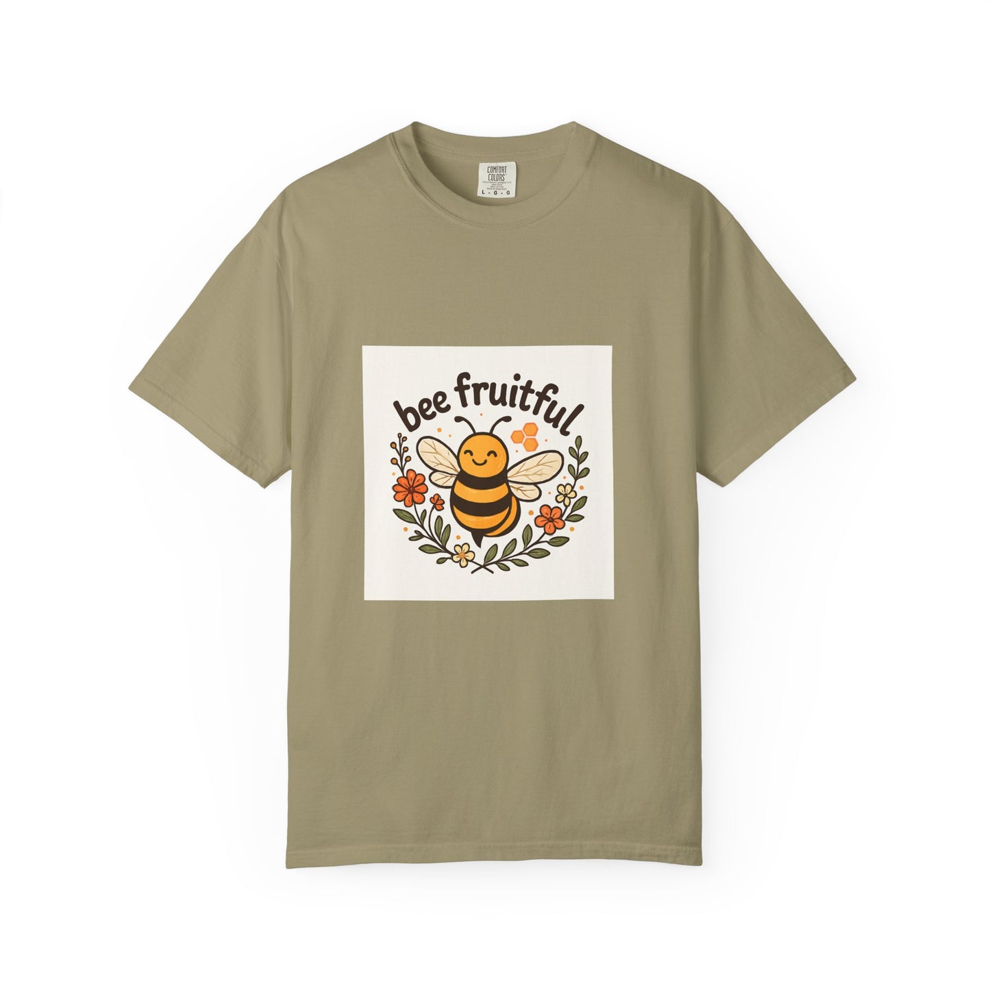 Bee Fruitful T-Shirt, Unisex Garment Dyed Tee, Cute Bee Apparel, Nature Lover's Gift, Summer Outfit, Eco-Friendly Fashion