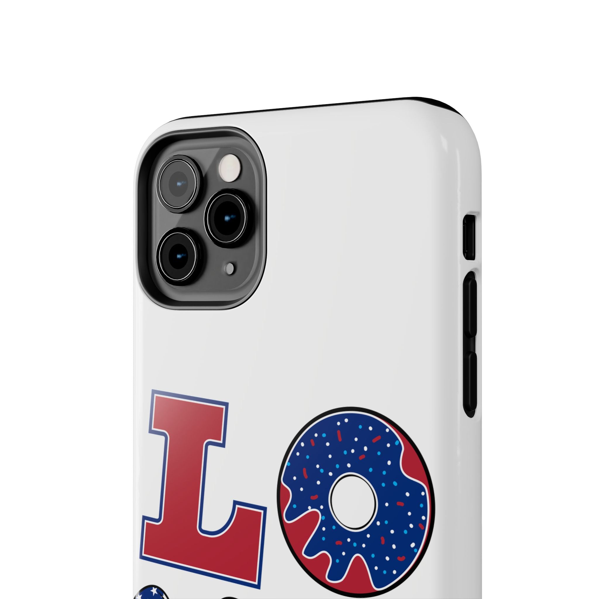 Patriotic LOVE Tough Phone Case — USA Flag & Donut Graphic