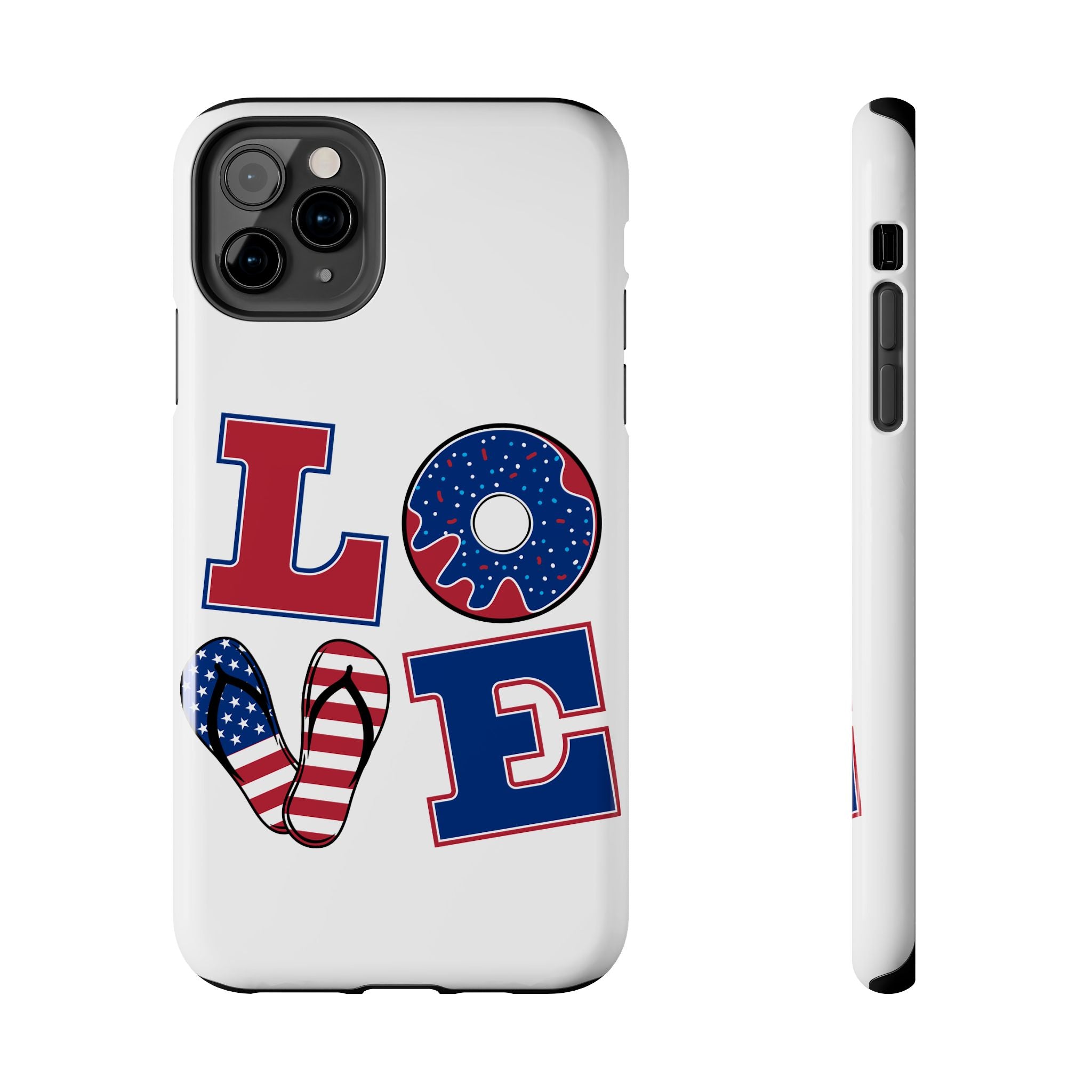 Patriotic LOVE Tough Phone Case — USA Flag & Donut Graphic